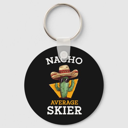 Gemiddelde Nacho-skiër Funny Skiing Enthousiast Sk Sleutelhanger (Voorkant)