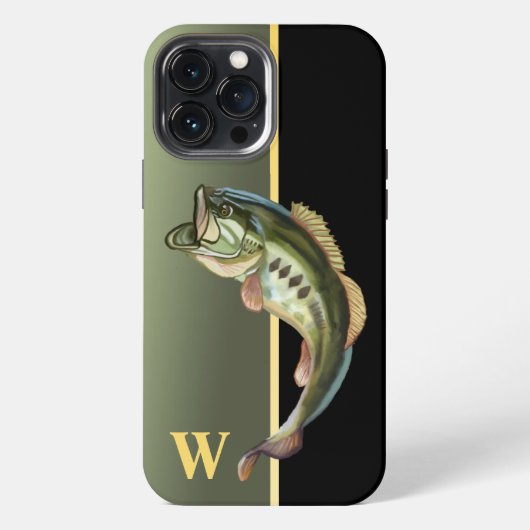 Gemiddelde springende baars vissen Monogram Case-M iPhone Hoesje (Achterkant)
