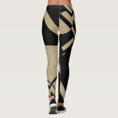 Gemiddelde Tan, zwart Geometrisch Abstract Design Leggings (Achterkant)