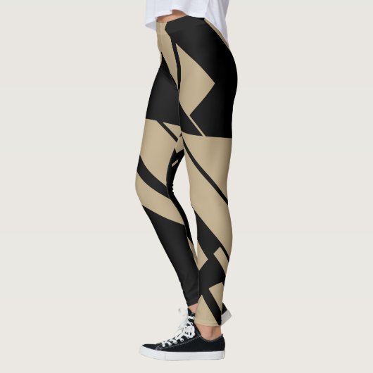 Gemiddelde Tan, zwart Geometrisch Abstract Design Leggings (Links)