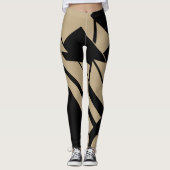 Gemiddelde Tan, zwart Geometrisch Abstract Design Leggings (Voorkant)