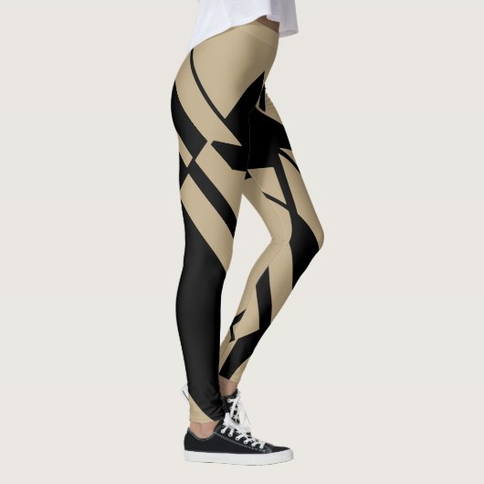 Gemiddelde Tan, zwart Geometrisch Abstract Design  Leggings (Rechts)