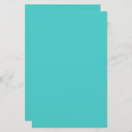 Gemiddelde turquoise Solid Color Briefpapier (Voorkant / Achterkant)