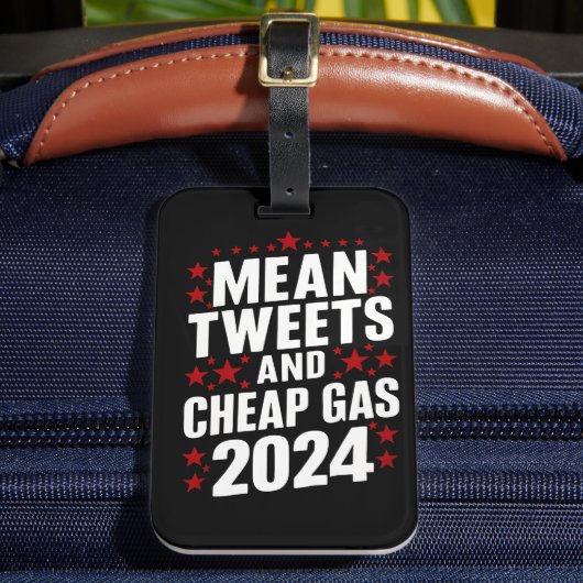 Gemiddelde tweets en goedkoop gas Donald Trump 202 Bagagelabel (Voorkant Insitu 2)