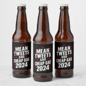 Gemiddelde tweets en goedkoop gas Donald Trump 202 Bier Etiket (Flessen)