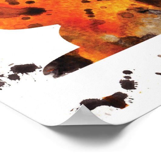 Gemiddelde Waterverf - Oranje, zwart, geel Poster (Hoek)