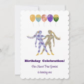 Gemini 1e Verjaardag Impressionist Gouden Glitters Kaart (Voorkant)