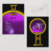 GEMINI, ALEXANDRIET MONOGRAM helderzwart paarse Visitekaartje (Voorkant / Achterkant)