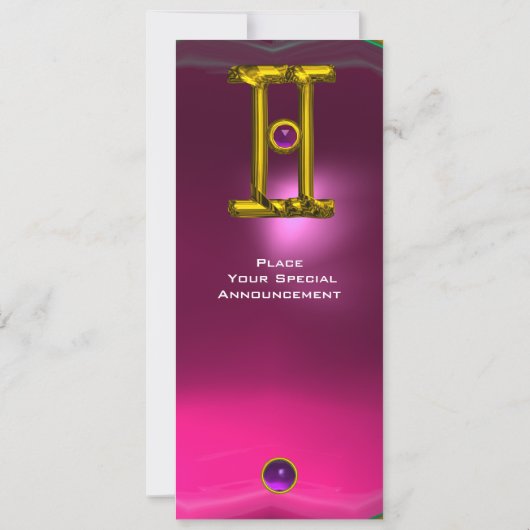 GEMINI ALEXANDRITE, amethyst lichtgeel rood Kaart (Achterkant)