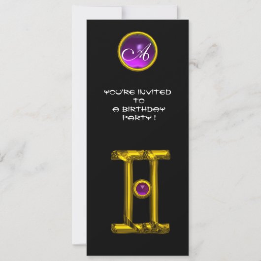 GEMINI ALEXANDRITE MONOGRAM, amethyst felzwart Kaart (Voorkant)