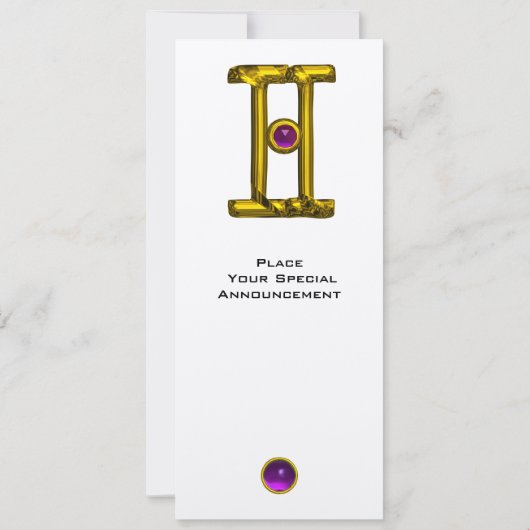 GEMINI ALEXANDRITE MONOGRAM, amethyst heldergeel Kaart (Achterkant)