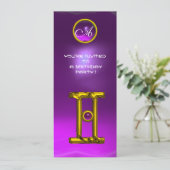 GEMINI ALEXANDRITE MONOGRAM, amethyst heldergeel Kaart (Staand voorkant)