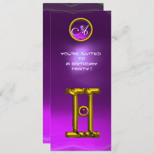 GEMINI ALEXANDRITE MONOGRAM, amethyst heldergeel Kaart (Voorkant / Achterkant)