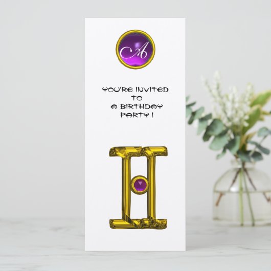 GEMINI ALEXANDRITE MONOGRAM, amethyst heldergeel Kaart (Staand voorkant)