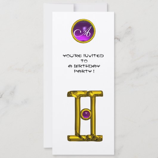 GEMINI ALEXANDRITE MONOGRAM, amethyst heldergeel Kaart (Voorkant)