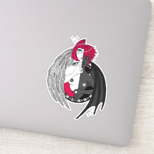 Gemini Angel Demon Black Red Anime Cartoon Sticker