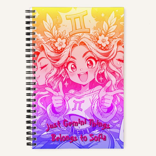 Gemini Anime Galaxy Chic Spiral Notebook Notitieboek (Voorkant)