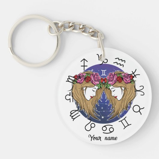 Gemini & Aquarius BFF Keychain Gift (Voorkant)