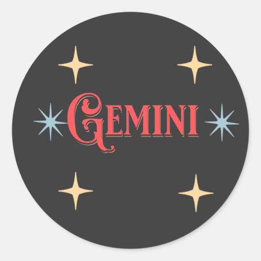 Gemini Astrological Sign Ronde Sticker (Voorkant)