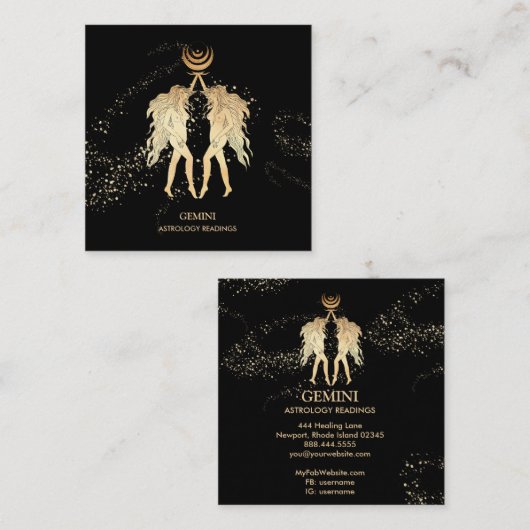 *~* GEMINI | Astrologie dierentuin Vierkante Visitekaartje (Voorkant / Achterkant)