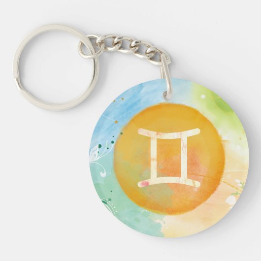 Gemini Astrologie Zodiac Sleutelhanger – Speelse G (Voorkant)