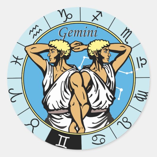 gemini astrologisch zodiale teken ronde sticker (Voorkant)