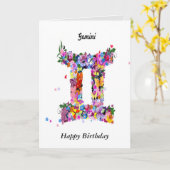 Gemini Astrology Birthday Card Kaart (Gele Bloem)