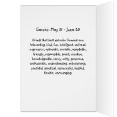Gemini Astrology Sign Birthday Kaart 21-juni 20 (Binnen (Links))