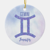  Gemini Astrology Sign Speciaal Paars Keramisch Ornament (Voorkant)