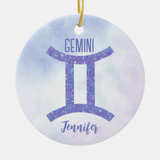  Gemini Astrology Sign Speciaal Paars Keramisch Ornament (Voorkant)