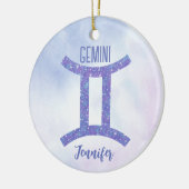  Gemini Astrology Sign Speciaal Paars Keramisch Ornament (Links)