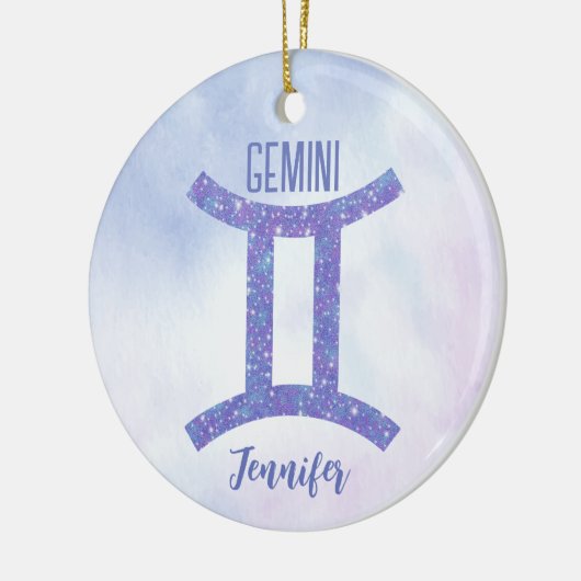  Gemini Astrology Sign Speciaal Paars Keramisch Ornament (Links)