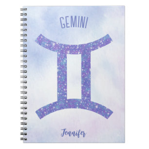 Gemini Astrology Sign Speciaal Paars Notitieboek