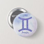 Gemini Astrology Sign Speciaal Paars Ronde Button 5,7 Cm (Voorkant /achterkant)