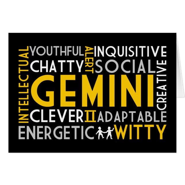 Gemini Astrology Word Collage Card (Voorkant Horizontaal)