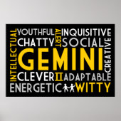 Gemini Astrology Word Collage Print (Voorkant)