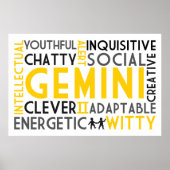 Gemini Astrology Word Collage Print (Voorkant)