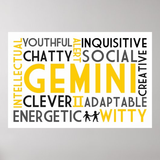 Gemini Astrology Word Collage Print (Voorkant)