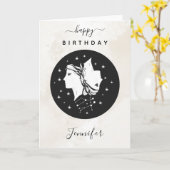 Gemini Astrology Zodiac Star Sign Horoscope Chic Kaart (Gele Bloem)