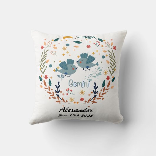 Gemini Baby Zodiac Nursery Pillow Kussen (Achterkant)