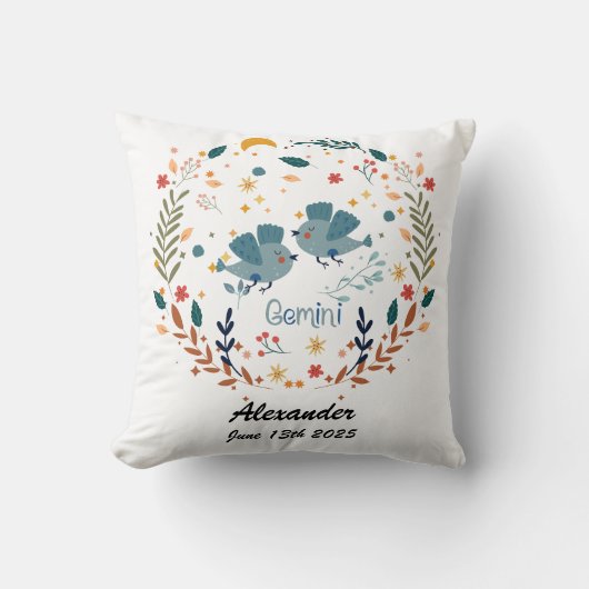 Gemini Baby Zodiac Nursery Pillow Kussen (Voorkant)
