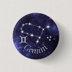 Gemini Badge, Zodiac Horoscope Badge Ronde Button 3,2 Cm