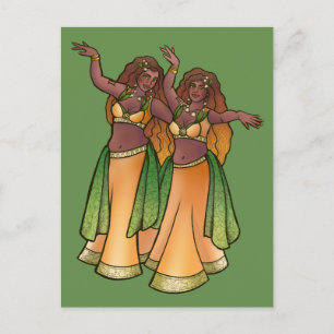 Gemini Belly Dancers Zodiac Bellydans Art Briefkaart