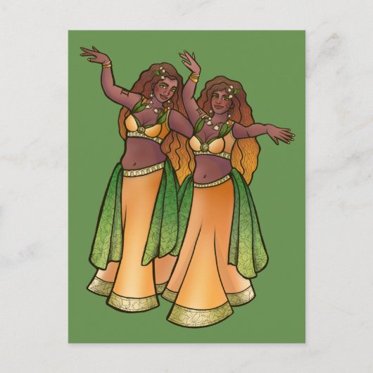 Gemini Belly Dancers Zodiac Bellydans Art Briefkaart (Voorkant)
