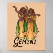 Gemini Belly Dancers Zodiac Bellydans Art Poster (Voorkant)