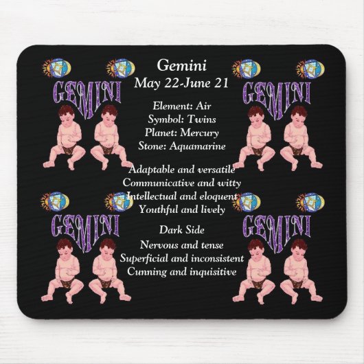 Gemini Birth Sign Zodiac Muismat (Voorkant)