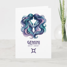 Gemini Birthday Card. Zodiac Astrology Card Feestdagen Kaart