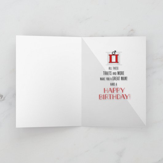 Gemini Birthday for Him May 21 to June 21 Kaart (Binnen)