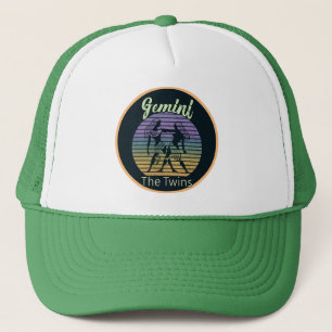 Gemini Birthday Gift-Cool Retro Sunset Zodiac Trucker Pet