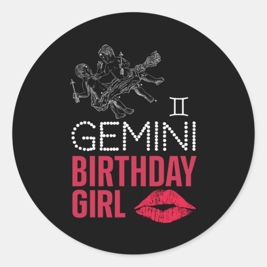 Gemini Birthday Girl Ronde Sticker (Voorkant)
